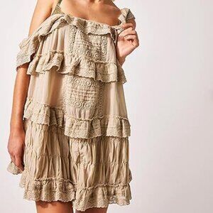 Gacaky Women's Summer Casual Sleeveless Romper Mini Dress Boho Khaki Size XL